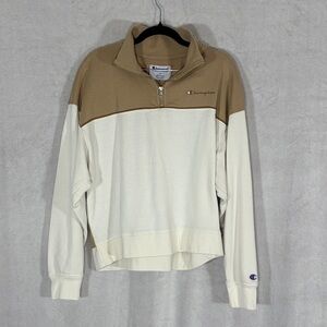 Champion - Tan/Cream - Colorblock Quarter Zip - L